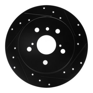 Lexus ES300H Brake Rotor (1) - Rear Right - R1 Concepts - Drilled & Slotted - Black - `12-`18